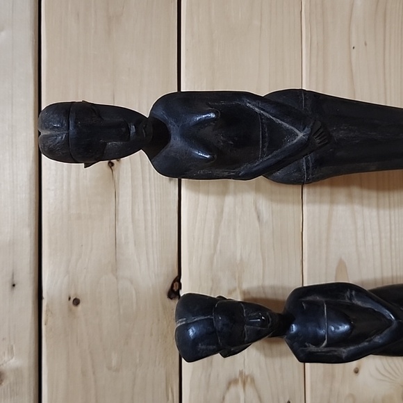 Vintage Ebony Hand Carved African Statutes Lot of 4 - Picture 4 of 11